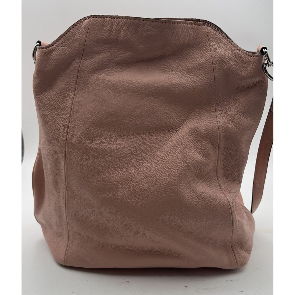 Zara Woman Salmon Leather Slouchy Boho Tote Bag - Picture 3 of 13
